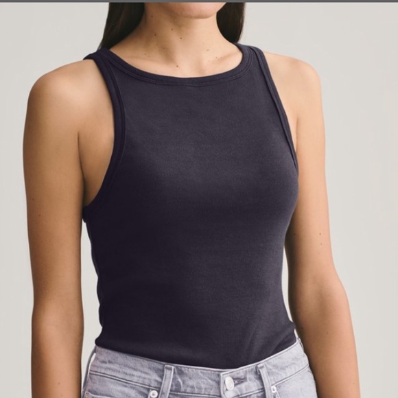 AGOLDE Rib High Neck Tank in Black - Picture 6 of 13